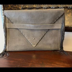 Suede Fringe Clutch